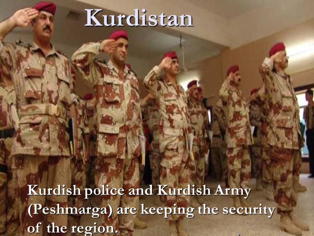 Kurdish police and Kurdish Army (Peshmarga) are keeping the security of the region. Kurdistan